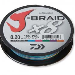 TRESSE J BRAID 150M 8 BRINS MULTICOULEURS 0.20mm / 13kg