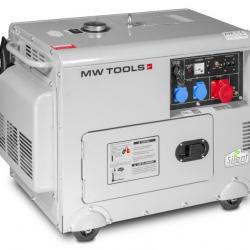 Groupe électrogène insonorisé diesel 4,8 kW 230V+ 6 kW 400V MW Tools DG65E