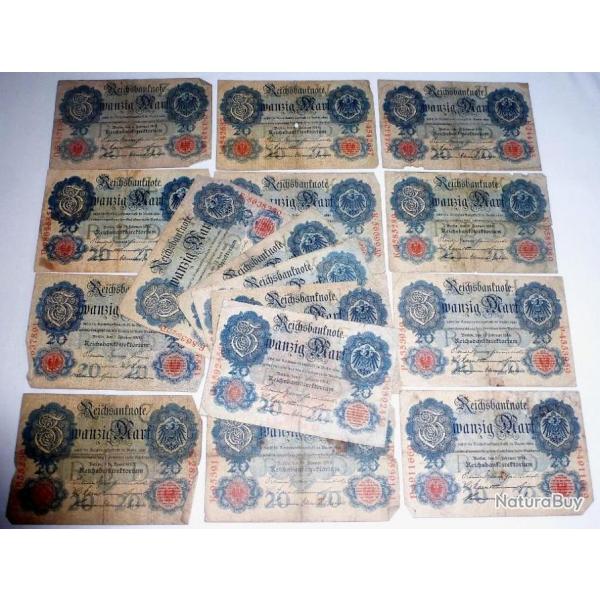 BILLET DE 20 MARK ALLEMANDS DE LA PREMIERE GUERRE.  /8015