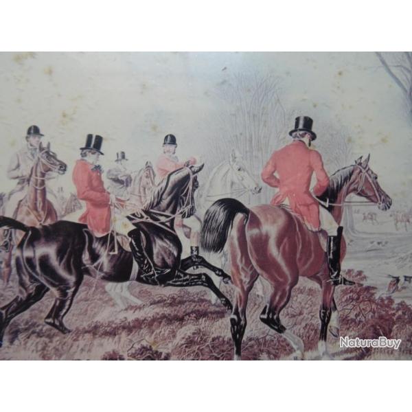 18N) lot  gravure ancienne  , chasse a courre