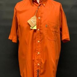 BARBOUR Chemise manche courte homme orange 100% coton (NEUF)  *Prix étiqueté: 72€*