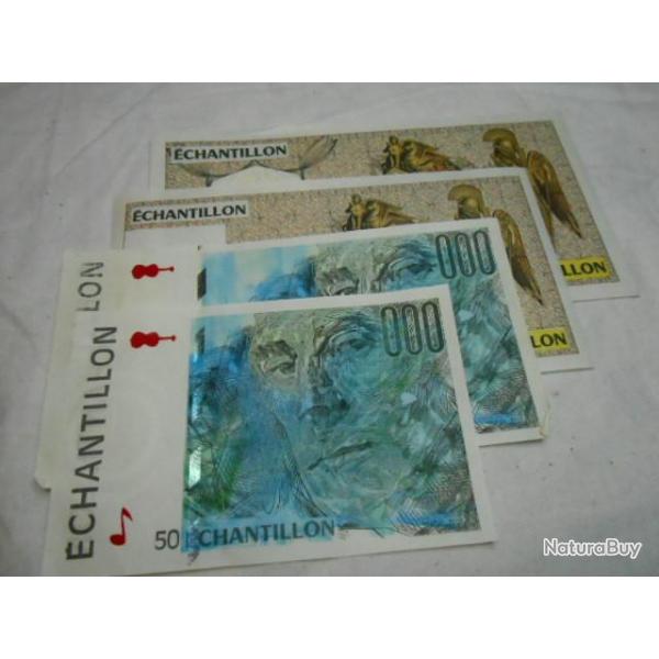 LOT DE billets d'essais distributeurs bancaires ( OBSOLETES) vrai papier monnaie avec filigrane