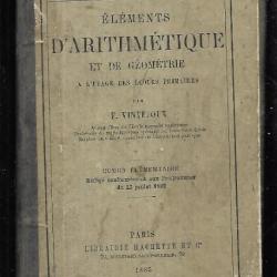 éléments d'arithmétique et de géométrie à l'usage des écoles primaires par vintéjoux 1883