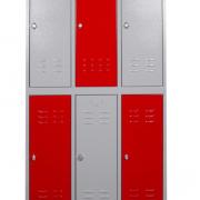 Armoire murale Long 120cm 3 portes 2 étagères et 18 boites de rangement -  Rouge Kupper - Armoire, Etagère, Desserte, (2244392)