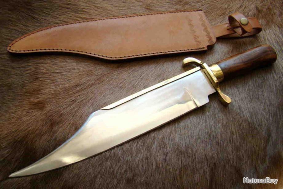 GROS Couteau BOWIE CONFEDERE REPLIQUE Lame Acier Carbone Manche Boix gros-couteau-bowie-confedere-replique-lame-acier-carbone-manche-boix