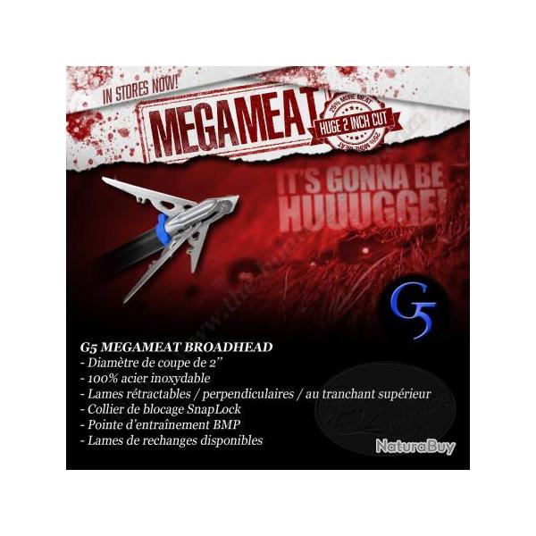 G5 MEGAMEAT Pointe de chasse mcanique trilame 2" 100 et 125 grains 125