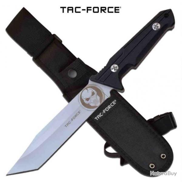 Couteau Tactical Tanto Lame Acier 3Cr13 Manche G10 Etui Nylon Tac Force TFFIX015G