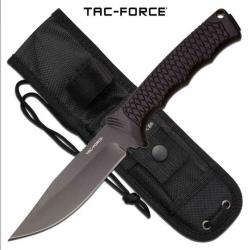 Couteau Tactical Black Military Lame Acier 3Cr13 Manche ABS Etui Nylon Tac Force TFFIX012BK