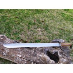 Epée avec Manche design rond en bois marron avec garde en forme de D plaqué argent pa112207