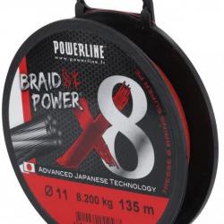 TRESSE BRAID POWER ROUGE 8 BRINS 135M 0.11mm-18lbs