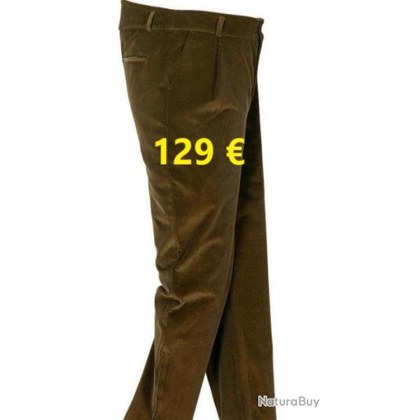 PANTALON VELOURS COSSERAT LE CHAMEAU  "SLACK" KAKI  T40      CDV0144-40