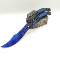 Couteau papillon colorful  bleu et noir Lame 9.00 cm  0212907n