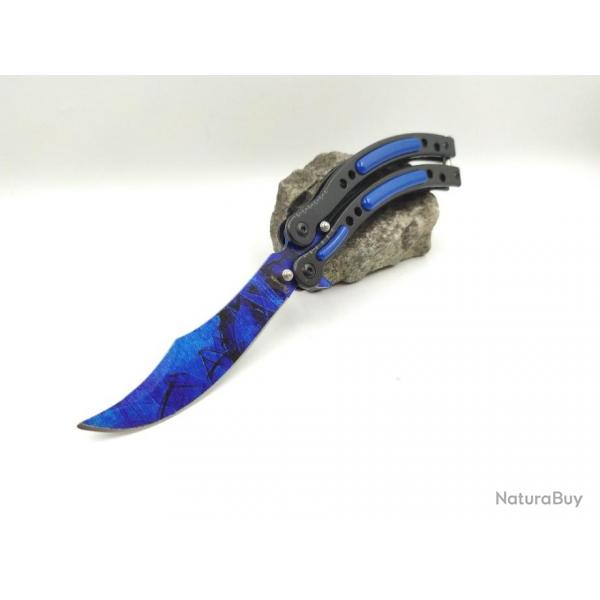 Couteau papillon colorful  bleu et noir Lame 9.00 cm  0212907n