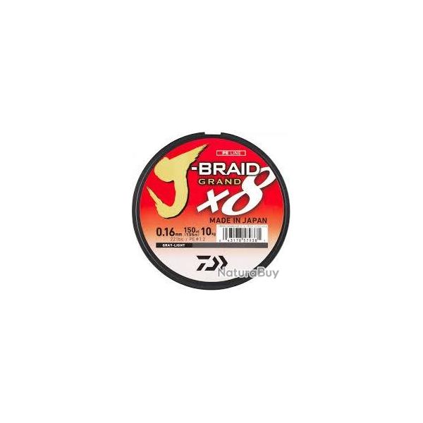 TRESSE J BRAID GRAND 135M 8 BRINS GRISE 0.22mm / 19.5kg