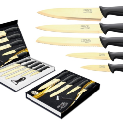 Coffret couteaux PRADEL DE 5 CTX + ÉPLUCHEUR / LAME REVÊTEMENT TITANE DOR 824107
