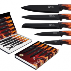 Coffret couteaux PRADEL DE 5 CTX + ÉPLUCHEUR / LAME REVÊTEMENT NOIR 824607