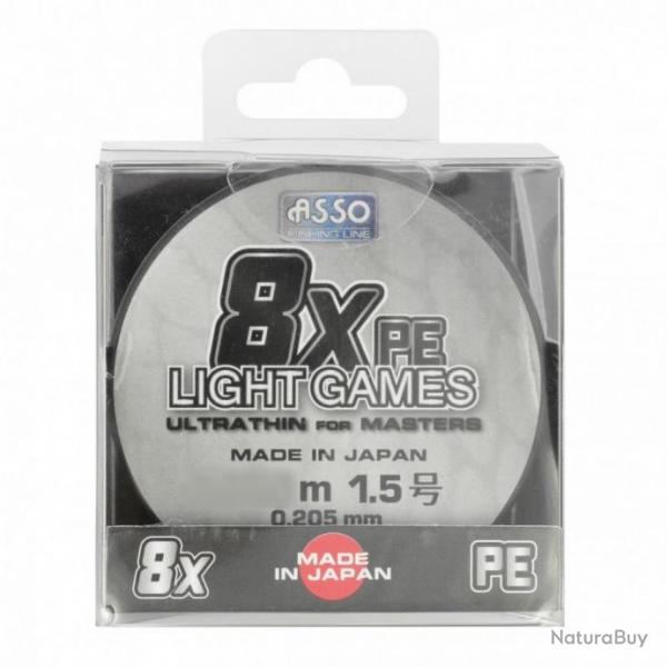 Tresse asso light games 8x multicolore - 300 m PE 1.0