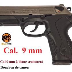 Pistolet  miliutaire Mod. P4  Nickelé Chrome Cal. 9mm à blanc uniquement