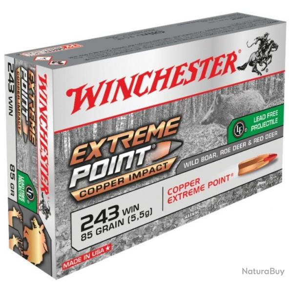 Munitions Winchester Cal.243win Extreme Point copper Impact 5.51g 85gr par 20