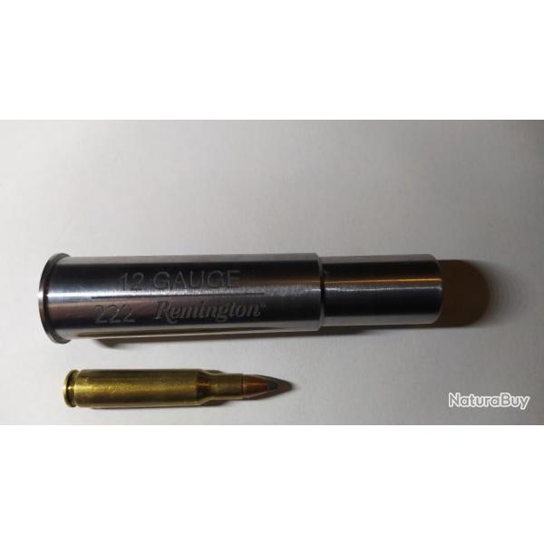 cartouche douille reductrice calibre 12/222 remington en acier