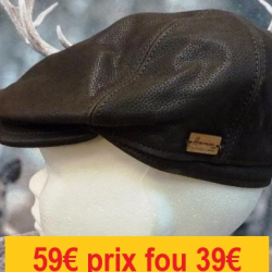 CASQUETTE CUIR "HERMAN" marron à rabats sur les oreilles T 55    24860