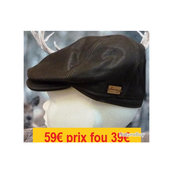 CASQUETTE CUIR "HERMAN" marron  rabats sur les oreilles T 55    24860