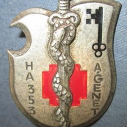 H.A. 353 A GENET, caducée riveté, pastille oblongue