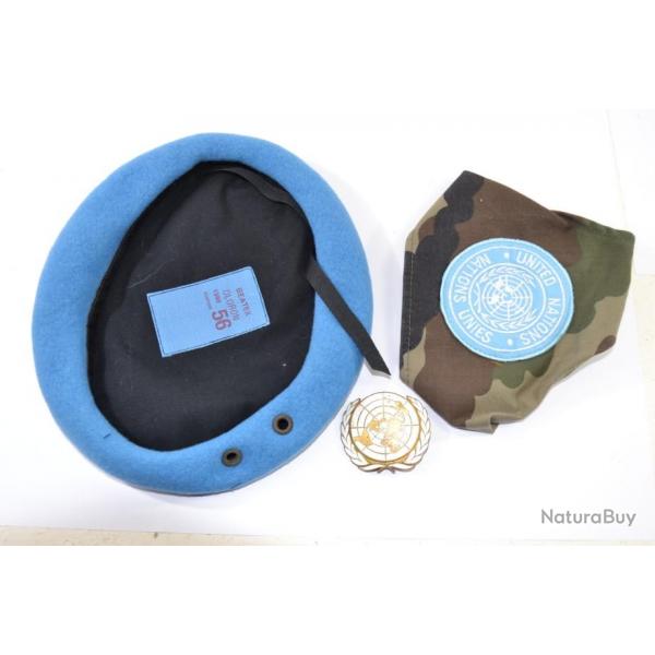 Ensemble OTAN ONU casque bleu, bret + insigne casquette + brassard