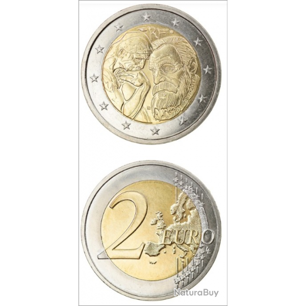 Collection Monnaie 2 EUROS RODIN 1917 2017 -Auguste Rodin et Le Penseur, son ?uvre la plus clbre