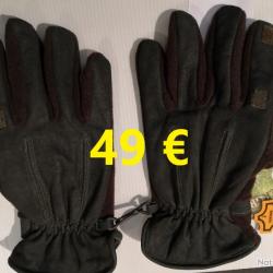 GANTS  POLAIRE CUIR  VERT MARRON  T S                 LG00929S