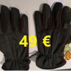 GANTS  POLAIRE CUIR  VERT MARRON  T M                LG00929M