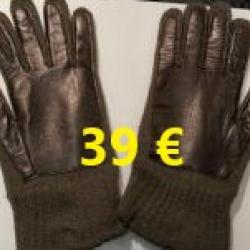 GANTS  POLAIRE CUIR  VERT MARRON  T 2XL                838-S10JS