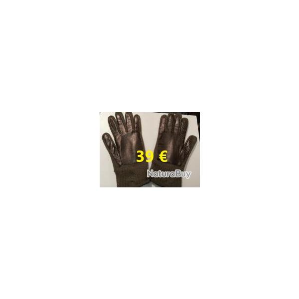 GANTS  POLAIRE CUIR  VERT MARRON  T 2XL                838-S10JS