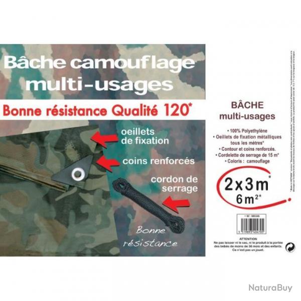 Bche de terrain camoufle multi-usages 2 x 3 mtres