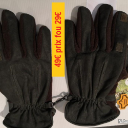 GANTS  POLAIRE CUIR  VERT MARRON  T S                REF    LG00929S