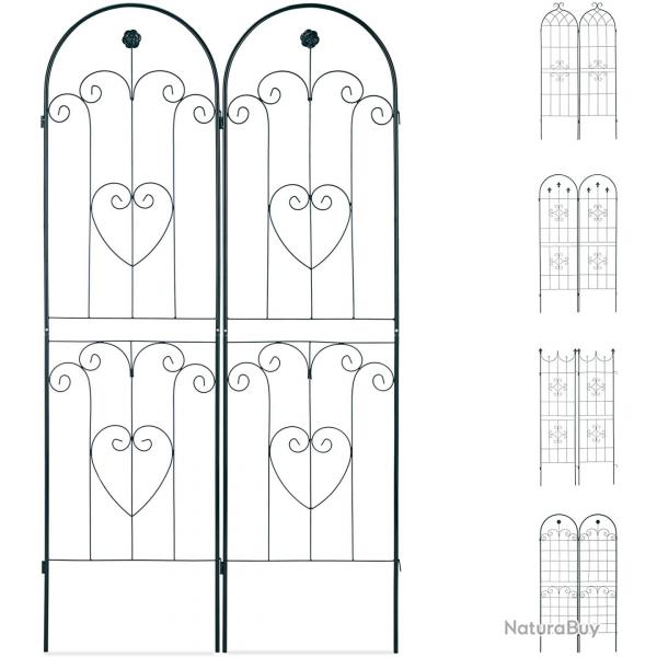 Treillis clture plante grimpante arche jardin fer set de 2 vert 13_0002896