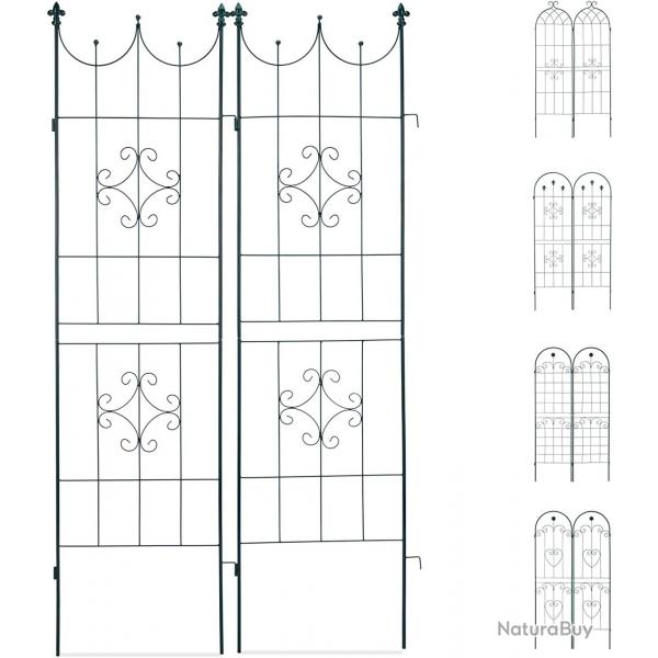 Treillis clture plante grimpante arche jardin fer set de 2 vert 13_0002896_3