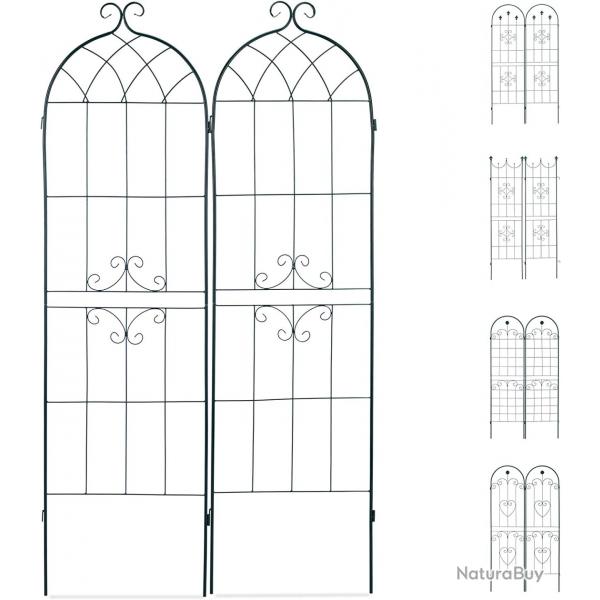 Treillis clture plante grimpante arche jardin fer set de 2 vert 13_0002896_5