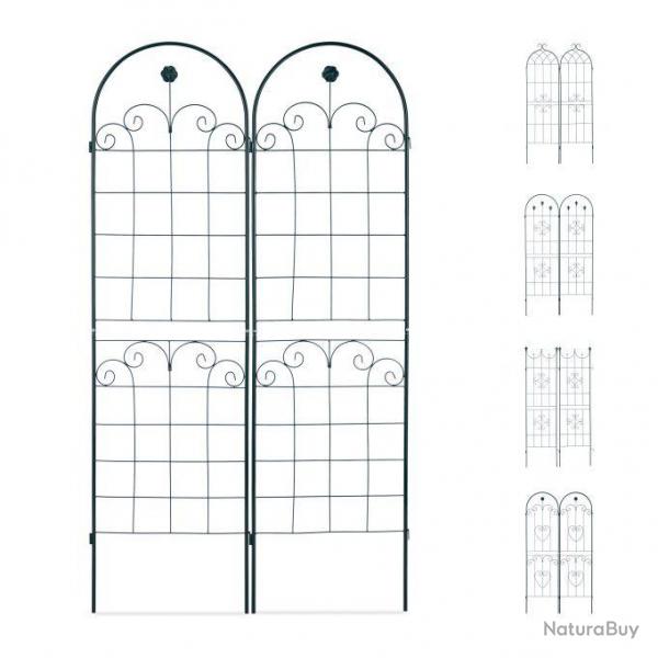 Treillis clture plante grimpante arche jardin fer set de 2 vert 13_0002896_2