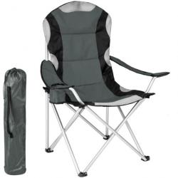 Chaise pliante avec rembourrage camping gris 2208090_2