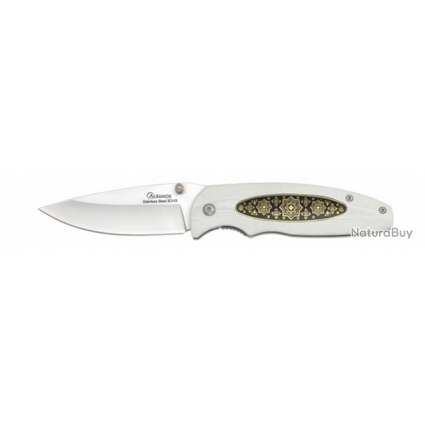 Couteau pliant G10 Blanc orn lame 8.50 cm 1808207