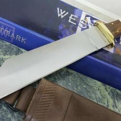 Couteau de Viking SEAX Manche Os Cerfé Lame Acier Inox Etui Cuir WM014