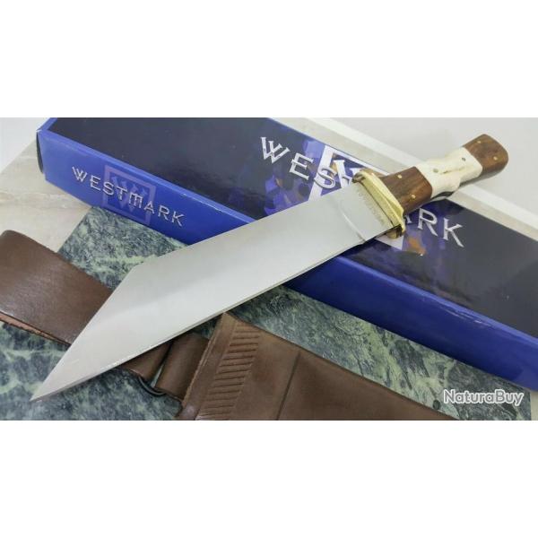 Couteau de Viking SEAX Manche Os Cerf Lame Acier Inox Etui Cuir WM014