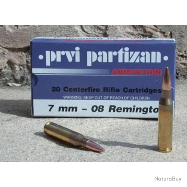 20 Cartouches Partizan PPU Cal. 7-08 Remington 120GR HP