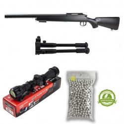 Pack airsoft sniper M52 tactique à ressort et accessoires