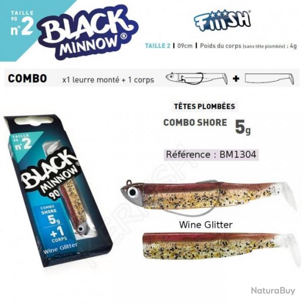 COMBO BLACK MINNOW 9 CM N2 FIIISH 9 cm / 5 g Wine Glitter