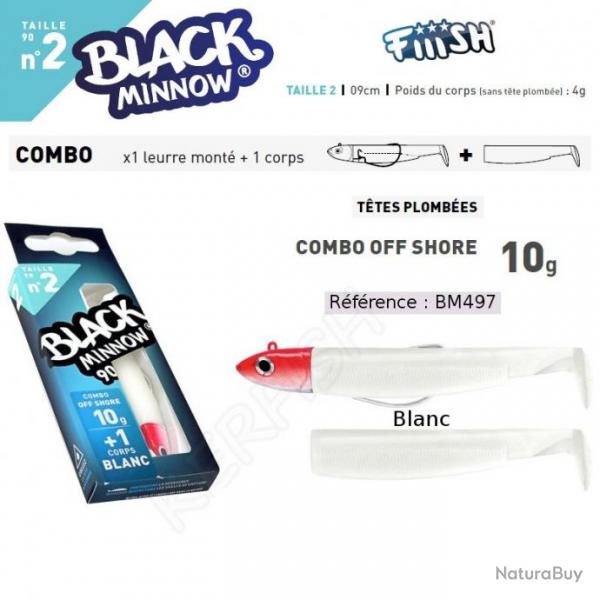 COMBO BLACK MINNOW 9 CM N2 FIIISH Blanc 9 cm / 10 g