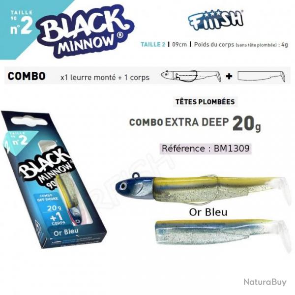 COMBO BLACK MINNOW 9 CM N2 FIIISH Or Bleu 9 cm / 20 g
