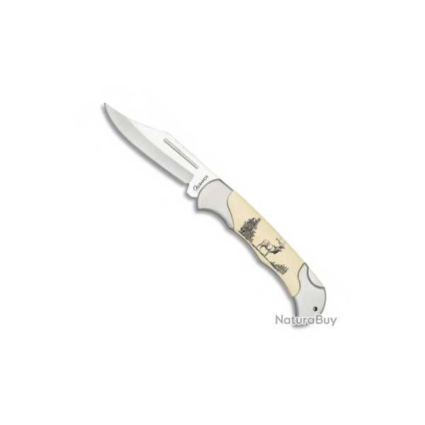 Couteau plian dcor Cerf  lame 8 cm 19661GR56007