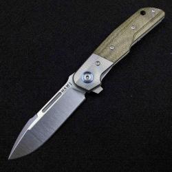MKML019 Couteau MKM CLAP GREEN CANVAS MICARTA Lame M390 Made Italy